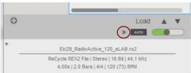 Load AUTO Elc29_RadioActive_120_eLAB.rx2 ReCycle REX2 File | Stereo | 16 Bit | 44,1 kHz 4,00s | 2.0 Bars | 4/4 | 120 (73) BPM