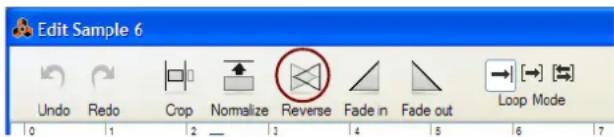 Edit Sample 6 Undo Redo Crop Normalize Reverse Fade in Fade out Loop Mode 0 1 2 — 3 4 5 6 7