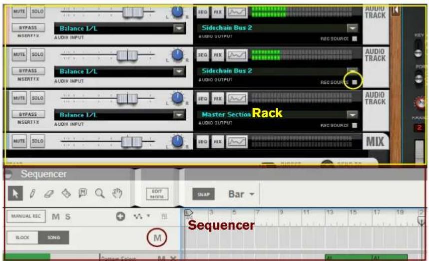 MUTE SOLO BYPASS INSERTX Balance 1/L AUDIO INPUT L R SEQ MIX SIDEHAN Bus 2 AUDIO OUTPUT REC SOURCE AUDIO TRACK MUTE SOLO BYPASS INSERTX Balance 1/L AUDIO INPUT L R SEQ MIX SIDEHAN Bus 2 AUDIO OUTPUT REC SOURCE MUTE SOLO BYPASS INSERTX Balance 1/L AUDIO INPUT L R SEQ MIX Master Section Rack AUDIO OUTPUT REC SOURCE MUTE SOLO BYPASS INSERTX MIX MIX Sequencer EDIT MODE SNAP Bar MANUAL REC M S BLOCK SONG M Cotton Color M X 3 5 7 9 11 13 15 17 19 20 Sequencer