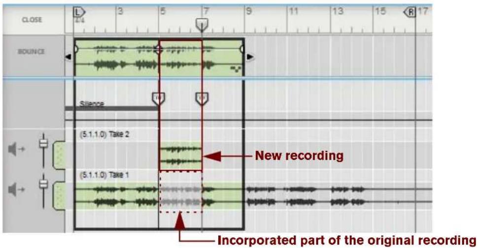 CLOSE L 3 5 7 9 11 13 15 R 17 BOUNCE Silence (5.1.1.0) Take 2 (5.1.1.0) Take 1 New recording Incorporated part of the original recording