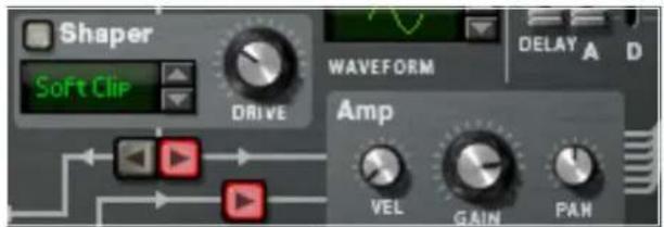 Shaper Soft Clip DRIVE WAVEFORM DELAY A D Amp VEL GAIN PAN