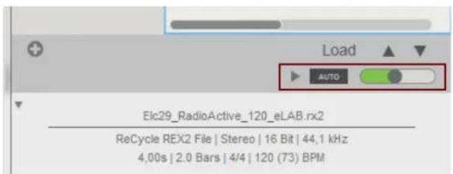 Load AUTO Elc29_RadioActive_120_eLAB.rx2 ReCycle REX2 File | Stereo | 16 Bit | 44,1 kHz 4,00s | 2.0 Bars | 4/4 | 120 (73) BPM