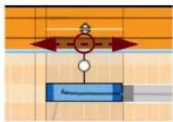 Diagram showing a mechanical or electrical system with labeled components and directional arrows, possibly indicating motion or force.