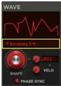 WAVE Envelope 3-4 LFO 1 VELO SHAPE PHASE SYNC