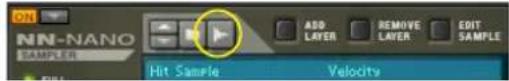 ON NN-NANO SAMPLER ADD LAYER REMOVE LAYER EDIT SAMPLE Hit Sample Velocity
