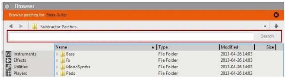Browser Browse patches for: Bass Guitar Subtractor Patches Search Name ▲ Type Modified Size Instruments Bass File Folder 2013-04-26 14:03 Effects Fx File Folder 2013-04-26 14:03 Utilities MonoSynths File Folder 2013-04-26 14:03 Players Pads File Folder 2013-04-26 14:03