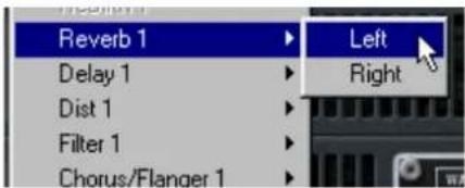 Reverb 1 Delay 1 Dist 1 Filter 1 Chorus/Flanger 1 Left Right