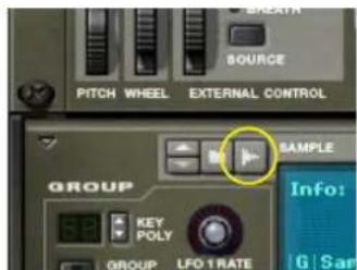 PITCH WHEEL EXTERNAL CONTROL GROUP KEY POLY GROUP LFO T RATE SOURCE SAMPLE Info: G Sam