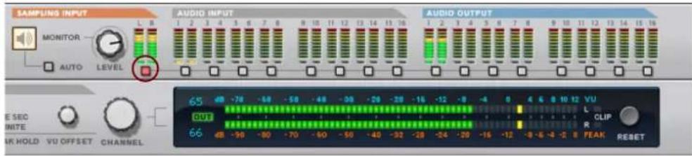 SAMPLING INPUT MONITOR AUTO LEVEL AUDIO INPUT 1 2 3 4 5 6 7 8 R 10 11 12 13 14 15 16 AUDIO OUTPUT 1 2 3 4 5 6 7 8 R 9 10 11 12 13 14 15 16 E SEC INITE UK HOLD VU OFFSET CHANNEL 65 -48 -78 -48 -58 -48 -38 -28 -28 -16 -12 -8 -4 0 4 6 8 10 12 VU OUT 66 -48 -90 -80 -70 -60 -50 -40 -32 -28 -24 -20 -16 -12 -8 -6 -4 -2 8 R PEAK RESET L CLIP RESET