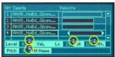 Hit Sample Velocity 1 Rit05_NoBd_Glssw... 2 Rit05_NoBd_Glssw... 3 Rit05_NoBd_Glssw... 4 Rit05_NoBd_Glssw... Level 8 M Vol. Lo 2 M rI 1.2 M Ht. Pitch Hit Name
