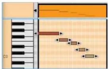 Diagram illustrating piano keyboard and sound wave propagation with directional arrows and labeled components