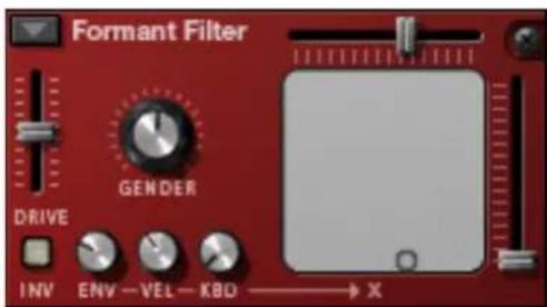 Formant Filter GENDER DRIVE INV ENV—VEL—KBD → X