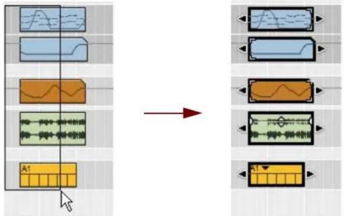 PROPELLERHEAD Reason Lite 10.3 - → Press [Ctrl](Win) or [Shift](Mac) and select the clips. - 1
