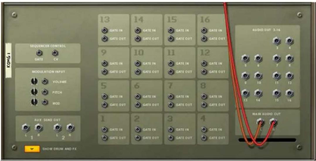 KONG SEQUENCER CONTROL GATE CV MODULATION INPUT VOLUME PITCH MOD AUX SEND OUT L R L R 13 GATE IN GATE OUT 14 GATE IN GATE OUT 15 GATE IN GATE OUT 16 GATE IN GATE OUT 9 GATE IN GATE OUT 10 GATE IN GATE OUT 11 GATE IN GATE OUT 12 GATE IN GATE OUT 5 GATE IN GATE OUT 6 GATE IN GATE OUT 7 GATE IN GATE OUT 8 GATE IN GATE OUT 1 GATE IN GATE OUT 2 GATE IN GATE OUT 3 GATE IN GATE OUT 4 GATE IN GATE OUT AUDIO OUT 3:16 3 4 5 6 7 8 9 10 11 12 13 14 15 16 MAIN AUDIO OUT