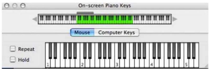 On-screen Piano Keys Mouse Computer Keys Repeat Hold 1 2 3 4 5