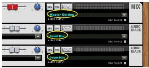 Master Section AUDIO OUTPUT MIX AudiO TRACK Drum Mix AUDIO OUTPUT MIX AudiO TRACK Drum Mix AUDIO OUTPUT MIX