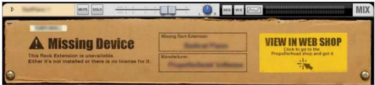MUTE SOLO SEQ MIX MIX Missing Device Missing Rack Extension: This Rack Extension is unavailable. Either it's not installed or there is no license for it. Manufacturer: VIEW IN WEB SHOP Click to go to the Propellerhead shop and get it