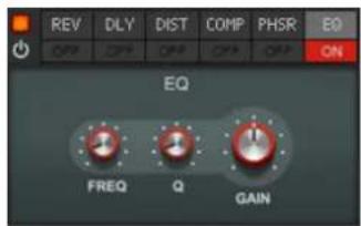 REV DLY DIST COMP PHSR EQ OFF OFF OFF OFF ON EQ FREQ Q GAIN