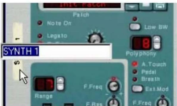 SYNTH 1 Patch Note On Legato Low BW Polyphony A. Touch Pedal Breath Ext.Mod Range F.Freq F.Res F.Freq