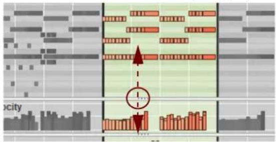Diagram illustrating genomic structure with labeled regions and directional arrows, possibly representing genetic or genomic elements.