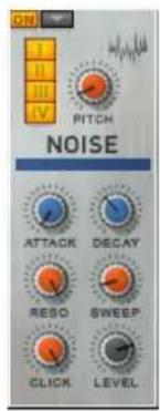ON I II III V PITCH NOISE ATTACK DECAY RESO SWEEP CLICK LEVEL