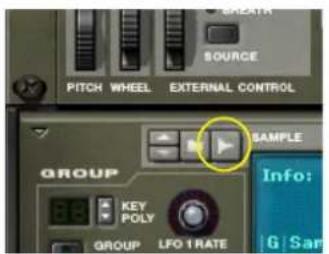 PITCH WHEEL EXTERNAL CONTROL GROUP KEY POLY GROUP LFO 1 RATE SAMPLE Info: G | Sar