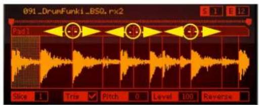 091_DrunFunk1_BS0, rx2 Pad 1 Slice 1 Trie Pitch 0 Level 100 Reverse