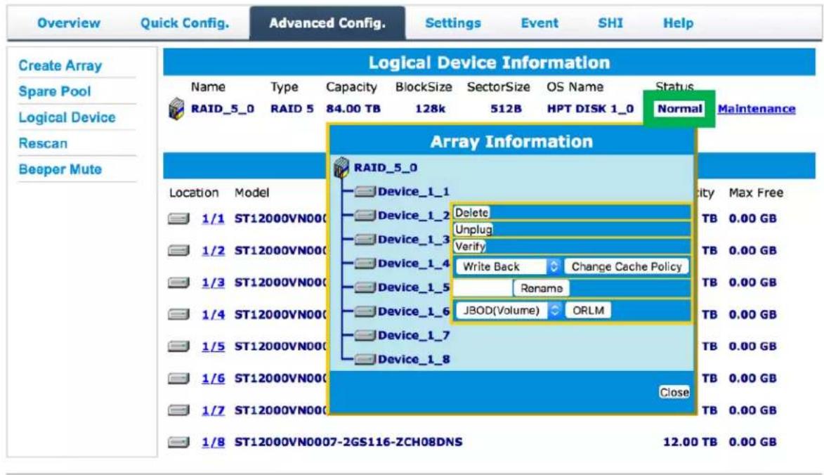 Highpoint rDrive 6628TM - Array Information - 1