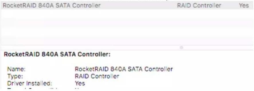 Highpoint rDrive 6628TM - Check that the RocketRAID 840A SATA Controller is present - 1