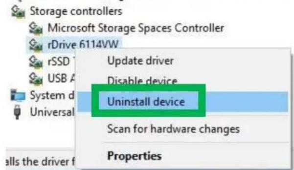 Highpoint rDrive 6114VW - Uninstalling the Driver - 1