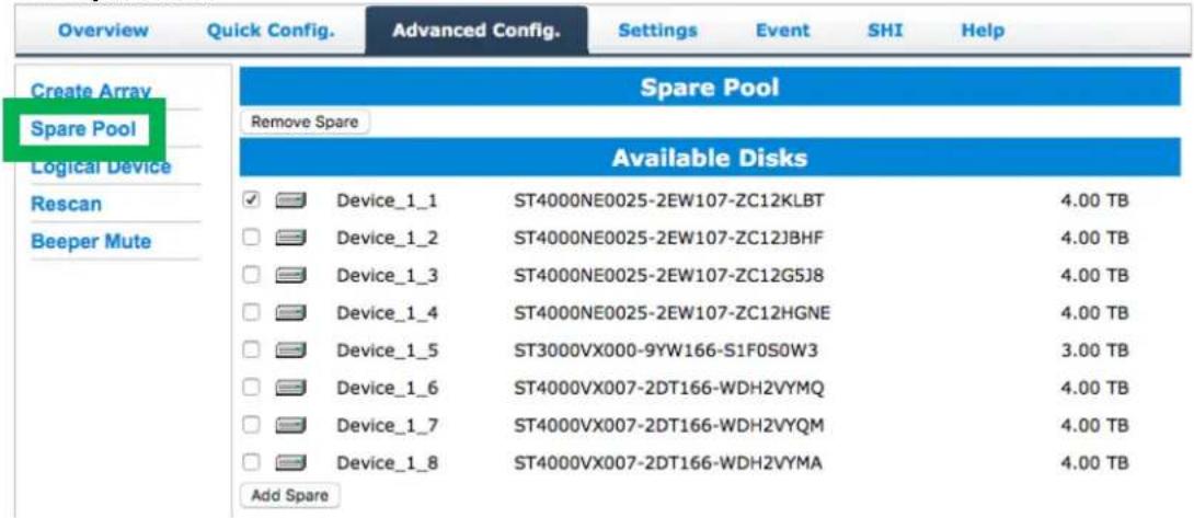 Highpoint rDrive 6114VW - To add spare disks: - 1