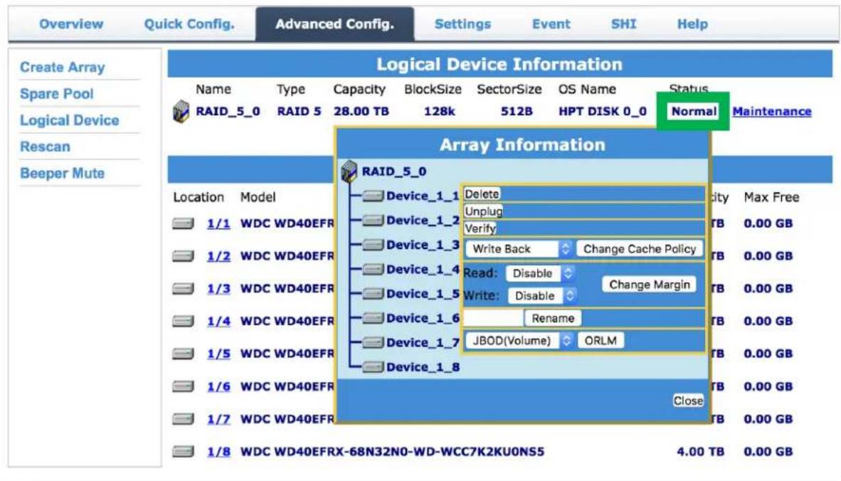 Highpoint rDrive 6628AM - Array Information - 1