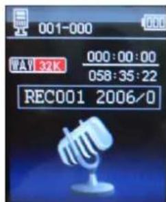 001-000 WAV 32K 000:00:00 058:35:22 REC001 2006/0