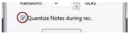 Random: 0 ticks ✓ Quantize Notes during rec.