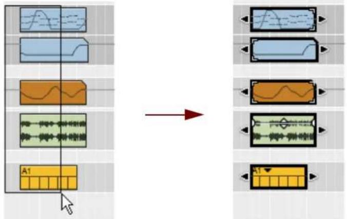 PROPELLERHEAD Reason Lite 11.3 - → Press [Ctrl](Win) or [Shift](Mac) and select the clips. - 1