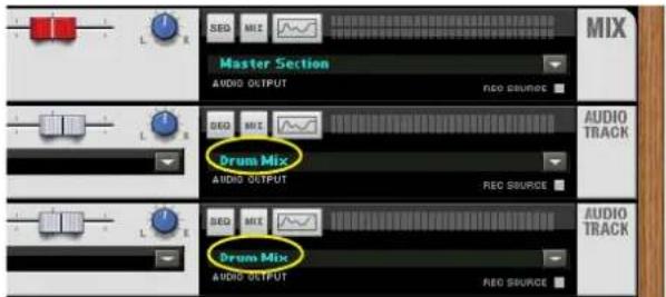 Master Section AUDIO OUTPUT RED SOURCE Drum Mix AUDIO OUTPUT RED SOURCE Drum Mix AUDIO OUTPUT RED SOURCE