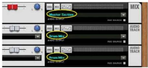 Master Section AUDIO OUTPUT MIX AudiO TRACK Drum Mix AUDIO OUTPUT MIX AudiO TRACK Drum Mix AUDIO OUTPUT MIX