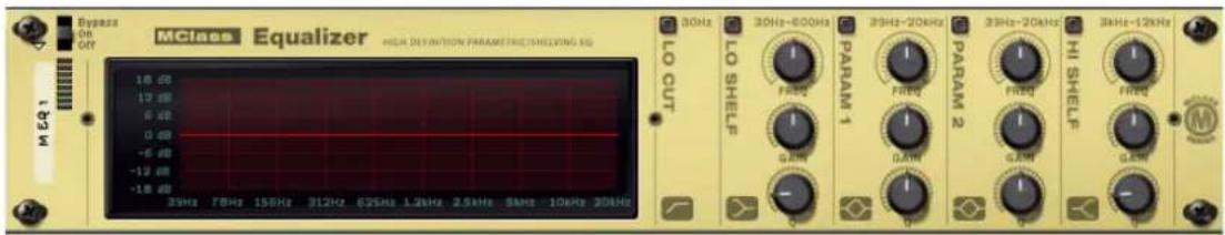 MClass Equalizer HIGH DEFINITION PARAMETRIC/SHELVING KG 18 dB 12 dB 6 dB 0 dB -6 dB -12 dB -18 dB 30Hz 78Hz 156Hz 312Hz 625Hz 1.2kHz 2.5kHz 5MHz 10MHz 20kHz LO CUT 30Hz 30Hz~600Hz 33Hz~20kHz 33Hz~20kHz 3kHz~12kHz LO SHELF PARAM 1 PARAM 2 HI SHELF FREQ FREQ FREQ FREQ FREQ FREQ GAM GAM GAM GAM GAM