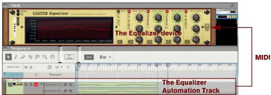 The Equalizer device MIDI The Equalizer Automation Track