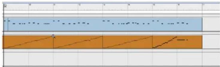 Cropped image showing a timeline or waveform with labeled segments and dotted lines, likely from a software interface or animation timeline.
