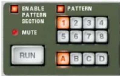 ENABLE PATTERN SECTION MUTE RUN PATTERN 1 2 3 4 5 6 7 8 A B C D