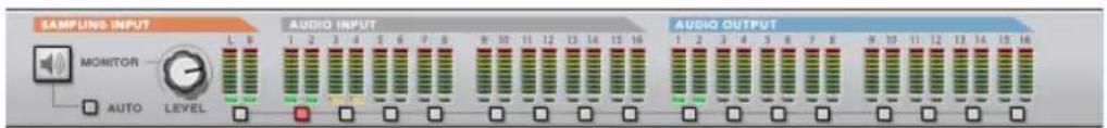 SAMPLING INPUT MONITOR AUTO LEVEL L 8 1 2 3 4 5 6 7 8 R 10 11 12 13 14 15 16 AUDIO INPUT AUDIO OUTPUT 1 2 3 4 5 6 7 8 9 10 11 12 13 14 15 16