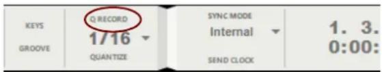 KEYS GROOVE Q-RECORD 1/16 QUANTIZE SYNC MODE Internal SEND CLOCK 1. 3. 0:00:
