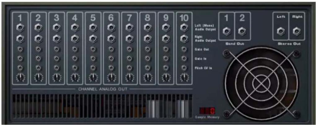 1 2 3 4 5 6 7 8 9 10 Left (Mass) Audio Output Right Audio Output Gate Out Gate In Pitch CF In Channel Analog OUT Sample Memory 1 2 Send Out Left Right Bearso Out