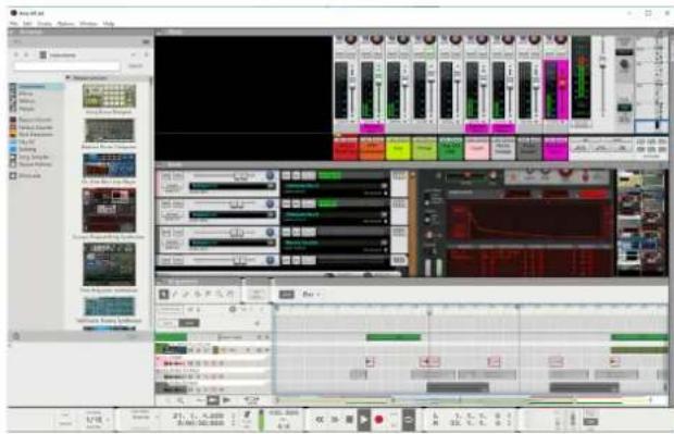 Screenshot of audio editing software interface showing timeline, audio level, and track controls with multiple tracks and audio keyframes