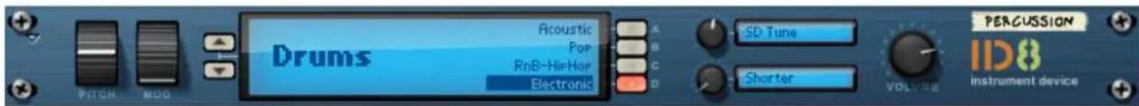 Drums Acoustic Pop RnB-HisHop Electronic SD Tune Shorter VOLUME PERCUSSION ID8 instrument device