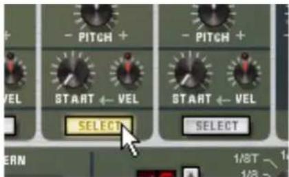 PITCH PITCH VEL START ← VEL START ← VEL SELECT SELECT ERN 1/8T 1/8