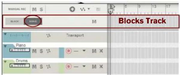 MANUAL REC M S BLOCK SONG M Blocks Track Piano M S V Transport Drums M S V B - M X