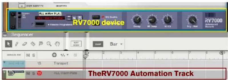 RV7000 device Sequencer MANUAL SET M S Transport M S ALL Warm Pulse TheRV7000 Automation Track