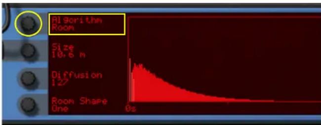 Algorithm Room Size 10.6 m Diffusion 127 Room Shape One 0s